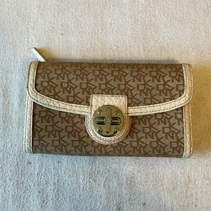 DKNY Signature Canvas Leather Trim Wallet